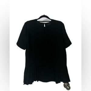 Zara Short Sleeve Pleated Hem Blouse